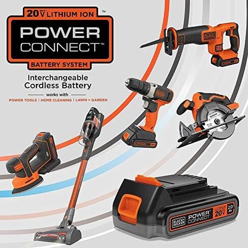 BLACK+DECKER 20V MAX Cordless Drill Combo Kit with POWERSERIES Extreme Cordless Stick Vacuum, Blue (BD4KITCDCRL & BSV2020G) in Saudi Arabia