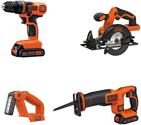 BLACK+DECKER 20V MAX Cordless Drill Combo Kit with POWERSERIES Extreme Cordless Stick Vacuum, Blue (BD4KITCDCRL & BSV2020G) in Saudi Arabia