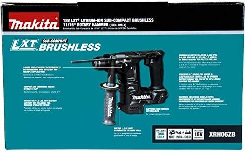 Makita XRH06ZB 18V LXT Lithium-Ion Sub-Compact Brushless Cordless 11/16" Rotary Hammer, Accepts Sds-Plus Bits, Tool Only in Kuwait