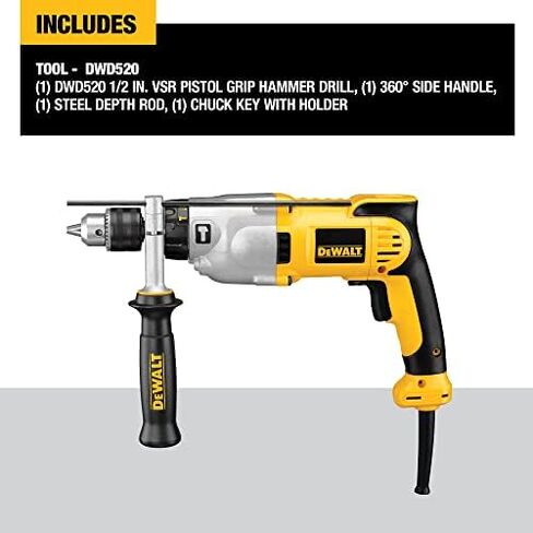 DEWALT Hammer Drill, 1/2-Inch, 10-Amp, Pistol Grip (DWD520) in Saudi Arabia