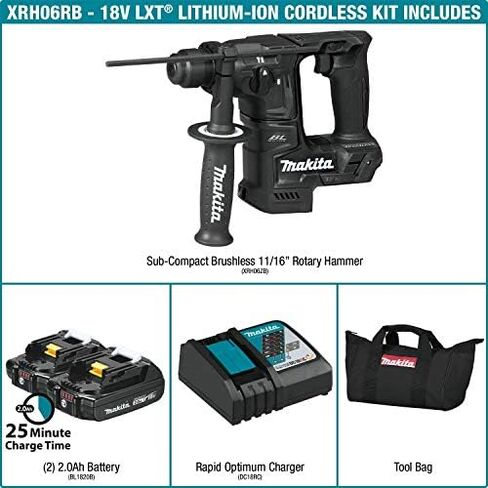 Makita XRH06ZB 18V LXT Lithium-Ion Sub-Compact Brushless Cordless 11/16" Rotary Hammer, Accepts Sds-Plus Bits, Tool Only in Kuwait