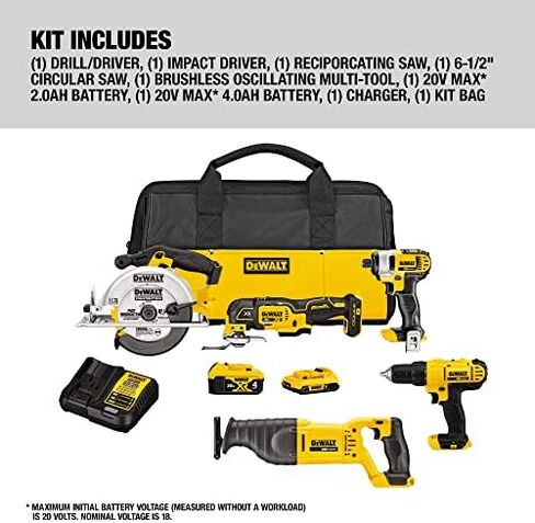 DEWALT 20V MAX Cordless Drill Combo Kit , 5-Tool (DCK551D1M1) in Saudi Arabia