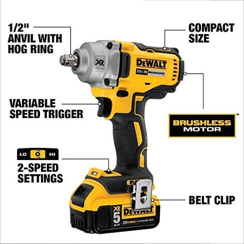 DEWALT DCF894HP2 20V Max Xr 1/2" Mid-Range Cordless Impact Wrench with Hog Ring Anvil Kit in Saudi Arabia