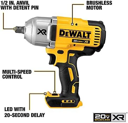 DEWALT 20V MAX XR Cordless Impact Wrench Kit with Detent Anvil, 1/2-Inch (DCF899P2) in Saudi Arabia