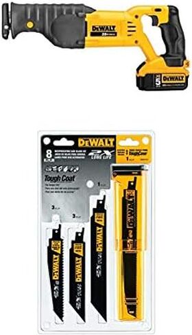 DEWALT DCS380P1 20V MAX Lithium Ion Reciprocating Saw Kit with DEWALT DWA4101 Bi-Metal 2X Reciprocating Saw Blade Set, 8-Piece in Saudi Arabia