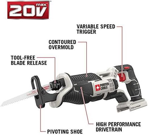 PORTER-CABLE 20V MAX Cordless Jigsaw, up to 2,500 SPM, Bare Tool Only (PCC650B) in Saudi Arabia
