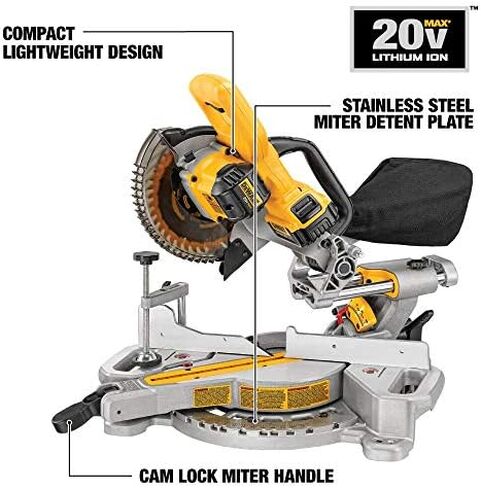 رأس ميتري من DEWALT 20 فولت بحد أقصى 17.7 سم، بدون سلك (DCS361M1) in Kuwait