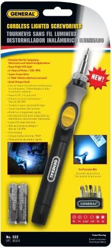 General Tools Precision Cordless Electric Screwdriver #500 with Six Bits and Quick Change Chuck, Handles Difficult, Repetitive Screw-Fastening Jobs in Saudi Arabia