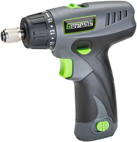 Genesis GLSD08B 8V Lithium-Ion Battery-Powered Quick-Change 2-Speed Cordless Screwdriver with LED Work Light, Battery Pack, Charging Stand, 4 Hex-Shank Drill Bits, and 4 Screwdriver Bits in Saudi Arabia