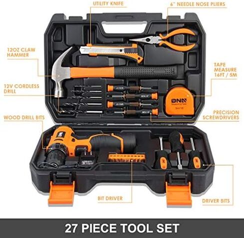 DNA MOTORING 27pcs 12V 1300mAh Cordless Drill Set, Drill Driver Home Tool Kits Combination Tool Set, Tool Kit with Drill For Home, DIY, Maintenance, Green, TOOLS-00018 in Saudi Arabia