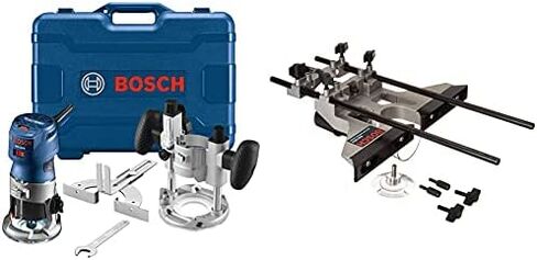 Bosch GKF125CEPK Colt 1.25 HP (Max) Variable-Speed Palm Router Combination Kit, Blue with BOSCH 8-Piece Router Template Guide Set RA1128 in Saudi Arabia