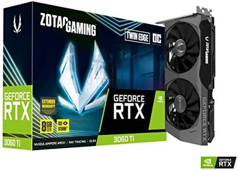 ZOTAC Gaming GeForce RTX™ 3060 Ti Twin Edge OC LHR 8GB GDDR6 256-bit 14 Gbps PCIE 4.0 Gaming Graphics Card, IceStorm 2.0 Advanced Cooling, Active Fan Control, Freeze Fan Stop ZT-A30610H-10MLHR in Saudi Arabia