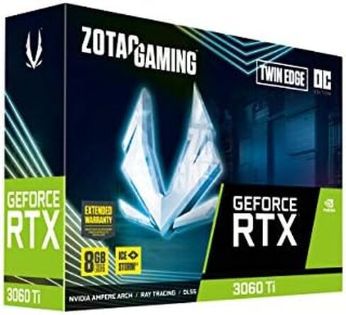 ZOTAC Gaming GeForce RTX™ 3060 Ti Twin Edge OC LHR 8GB GDDR6 256-bit 14 Gbps PCIE 4.0 Gaming Graphics Card, IceStorm 2.0 Advanced Cooling, Active Fan Control, Freeze Fan Stop ZT-A30610H-10MLHR in Saudi Arabia