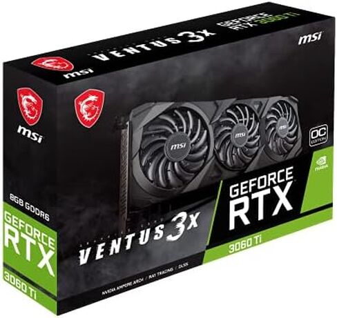 MSI Gaming GeForce RTX 3060 Ti LHR 8GB GDRR6 256-Bit HDMI/DP Torx Fan 3 Ampere Architecture OC Graphics Card (RTX 3060 Ti Ventus 3X 8G OC LHR) in Saudi Arabia