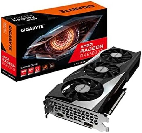 جيجابايت بطاقة رسومات راديون RX 6500 XT للالعاب او سي 4G، نظام تبريد ويندفورس 3X، ذاكرة GDDR6 4GB 64 بت، بطاقة فيديو GV-R65XTGAMING OC-4GD in Saudi Arabia