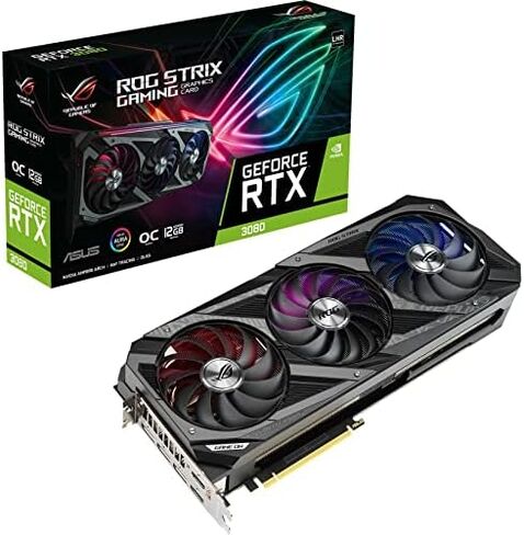 ASUS ROG Strix NVIDIA GeForce RTX 3080 OC Edition Gaming Graphics Card (PCIe 4.0, 12GB GDDR6X, LHR, HDMI 2.1, DisplayPort 1.4a, Axial-tech Fan Design, 2.9-Slot, Super Alloy Power II, GPU Tweak II) in Kuwait