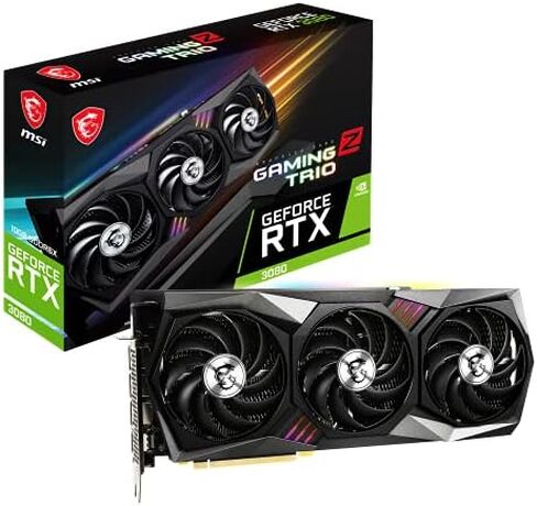 MSI بطاقة عرض مرئي للالعاب جيفورس RTX 3080 LHR 10GB GDRR6X 320 بت HDMI/DP ان في لينك توركس مروحة 4 RGB امبير معمارية او سي (RTX 3080 جيمنج زد تريو 10G LHR) in Kuwait