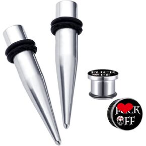 HEKEUOR 1G/7mm F Off Ear Gauges Plugs Flesh Tunnel Stretching Expander + Tapers Body Piercing Jewelry Stainless Steel Sold as Pairs in Kuwait