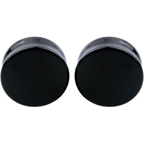 Ear gauges Solid Black Obsidian Ear Plugs soscene Double Saddle in Kuwait