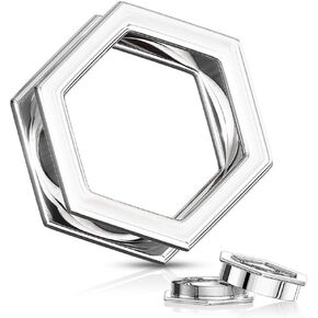 Geometric Elegance: Hexa Screw Fit 316L Surgical Steel Flesh Gauge Tunnels - Add a Modern Twist to Your Piercing Collection with Precision and Style in Saudi Arabia