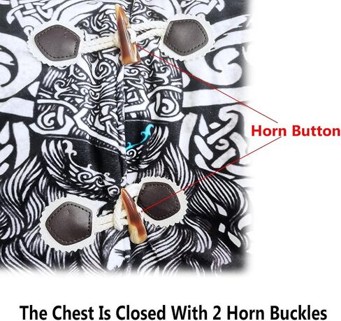 Winter Thermal Coat Hooded Cloak for Men, Viking Faux Cashmere Jacket Cosplay Cape 3D Printing Nordic Clothing in Saudi Arabia