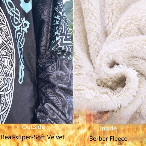 Winter Thermal Coat Hooded Cloak for Men, Viking Faux Cashmere Jacket Cosplay Cape 3D Printing Nordic Clothing in Saudi Arabia