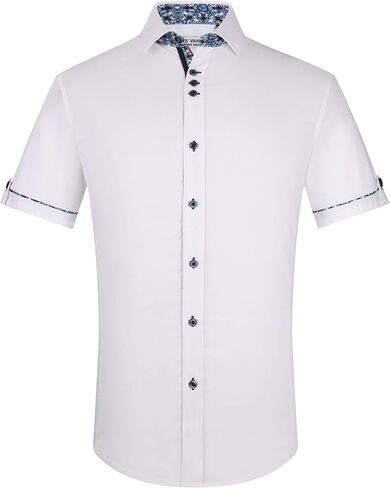 Alex Vando Mens Dress Shirts Casual Regular Fit Short Sleeve Men Button Down Shirt in Kuwait