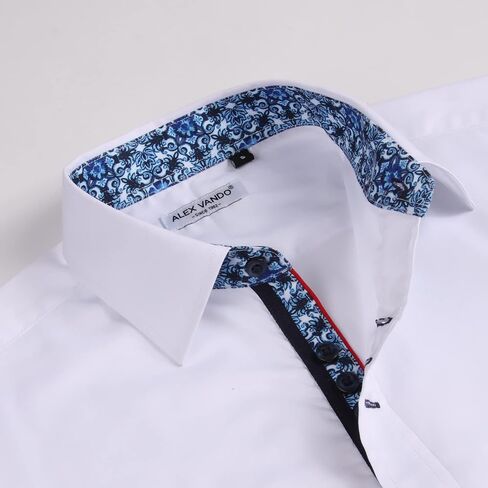 Alex Vando Mens Dress Shirts Casual Regular Fit Short Sleeve Men Button Down Shirt in Kuwait