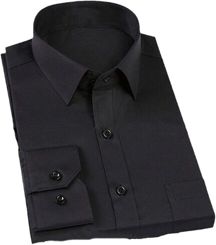 Men's Non Iron Standard-Fit Solid Basic Dress Shirt Formal Business Premium Male Long Sleeve Work Office Shirts in Saudi Arabia