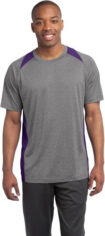 SPORT-TEK Unisex Heather Colorblock Contender Polo | Short Sleeve Collared Shirt for Men & Women, Casual Fit Top in Saudi Arabia