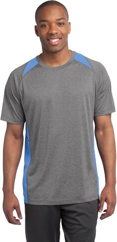 SPORT-TEK Unisex Heather Colorblock Contender Polo | Short Sleeve Collared Shirt for Men & Women, Casual Fit Top in Saudi Arabia