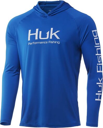 هودي رجالي من HUK | قميص عالي الأداء بأكمام طويلة +30 بعامل حماية من الأشعة فوق البنفسجية، أزرق Huk، مقاس XX-Large في الولايات المتحدة in Kuwait