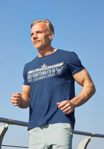 Military Productions, Inc. USS Yorktown CV-10 T-Shirt Officially Licensed US Navy Aircraft Carrier Men's Short Sleeve T-Shirt in Saudi Arabia