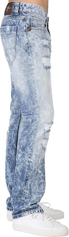 Level 7 Men's Slim Straight Mended Premium Denim Jeans in Kuwait