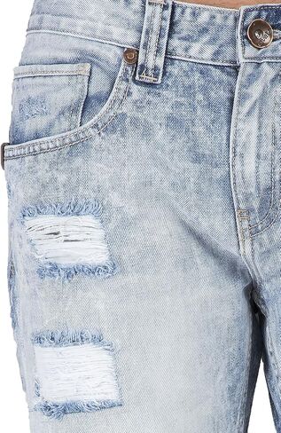 Level 7 Men's Slim Straight Mended Premium Denim Jeans in Kuwait