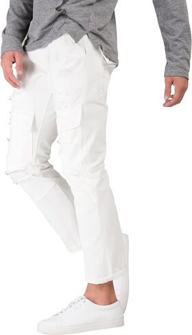 Level 7 Men's Slim Straight Mended Premium Denim Jeans in Kuwait