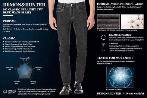 بنطال جينز Demon&Hunter ذو الساق المستقيمة للرجال من سلسلة مستقيمة in Kuwait