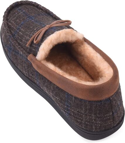 Men's Moccasin Slippers Fuzzy House Shoes Fluffy Fur Home Warm Memory Foam Indoor Outdoor in Saudi Arabia