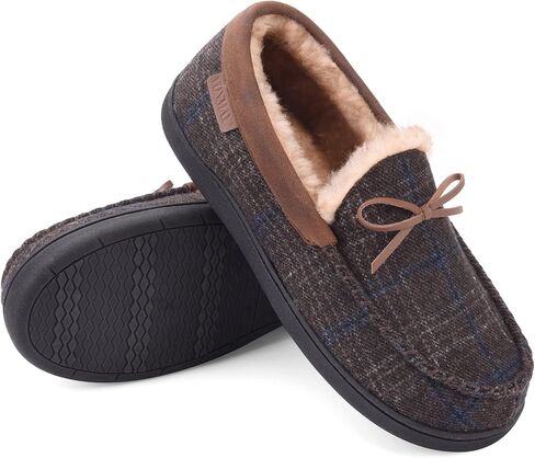 Men's Moccasin Slippers Fuzzy House Shoes Fluffy Fur Home Warm Memory Foam Indoor Outdoor in Saudi Arabia