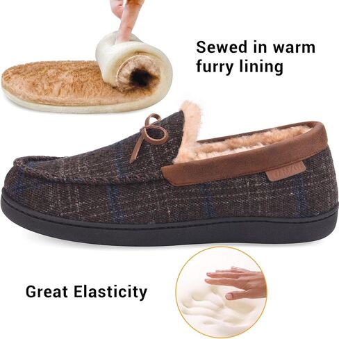 Men's Moccasin Slippers Fuzzy House Shoes Fluffy Fur Home Warm Memory Foam Indoor Outdoor in Saudi Arabia