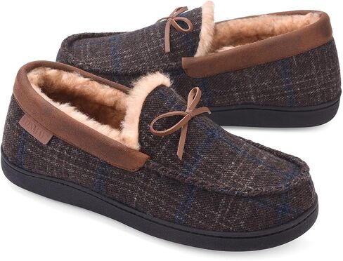 Men's Moccasin Slippers Fuzzy House Shoes Fluffy Fur Home Warm Memory Foam Indoor Outdoor in Saudi Arabia