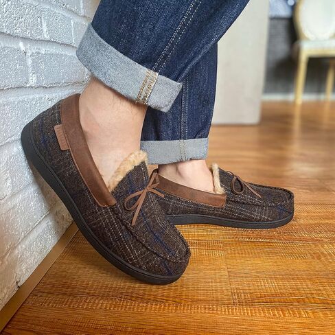 Men's Moccasin Slippers Fuzzy House Shoes Fluffy Fur Home Warm Memory Foam Indoor Outdoor in Saudi Arabia
