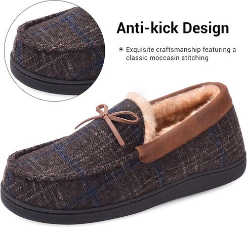 Men's Moccasin Slippers Fuzzy House Shoes Fluffy Fur Home Warm Memory Foam Indoor Outdoor in Saudi Arabia