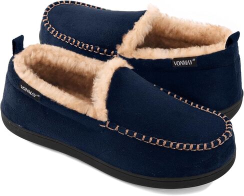 Men's Moccasin Slippers Fuzzy House Shoes Fluffy Fur Home Warm Memory Foam Indoor Outdoor in Saudi Arabia
