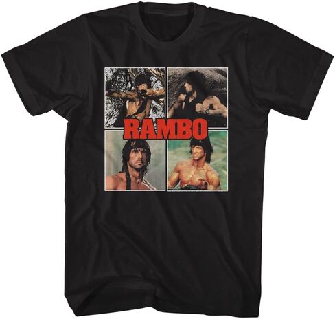 American Classics Rambo T Shirt Four Square Images of Rambo Adult Short Sleeve T Shirts 80s Movies Graphic Tees in Saudi Arabia