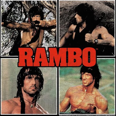 American Classics Rambo T Shirt Four Square Images of Rambo Adult Short Sleeve T Shirts 80s Movies Graphic Tees in Saudi Arabia