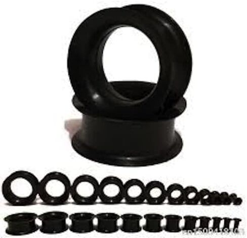 Black Soft Silicone Tunnels/gauges/Plugs 7/16" (11mm) 2 Pieces (1 Pair) (B/7/1/12) in Saudi Arabia