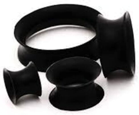 Black Soft Silicone Tunnels/gauges/Plugs 7/16" (11mm) 2 Pieces (1 Pair) (B/7/1/12) in Saudi Arabia