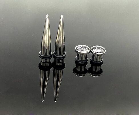 HEKEUOR 1G/7mm F Off Ear Gauges Plugs Flesh Tunnel Stretching Expander + Tapers Body Piercing Jewelry Stainless Steel Sold as Pairs in Kuwait