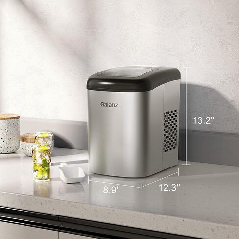 Galanz Portable Countertop Electric Ice Maker Machine, 26 lbs in 24 Hours, 9 Bullet Shaped Cubes Ready in 9 Minutes, 2 Ice Sizes, Perfect for Parties & Home Bar, 2.1 L, Retro Red in Kuwait